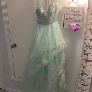 Mint tulle gown